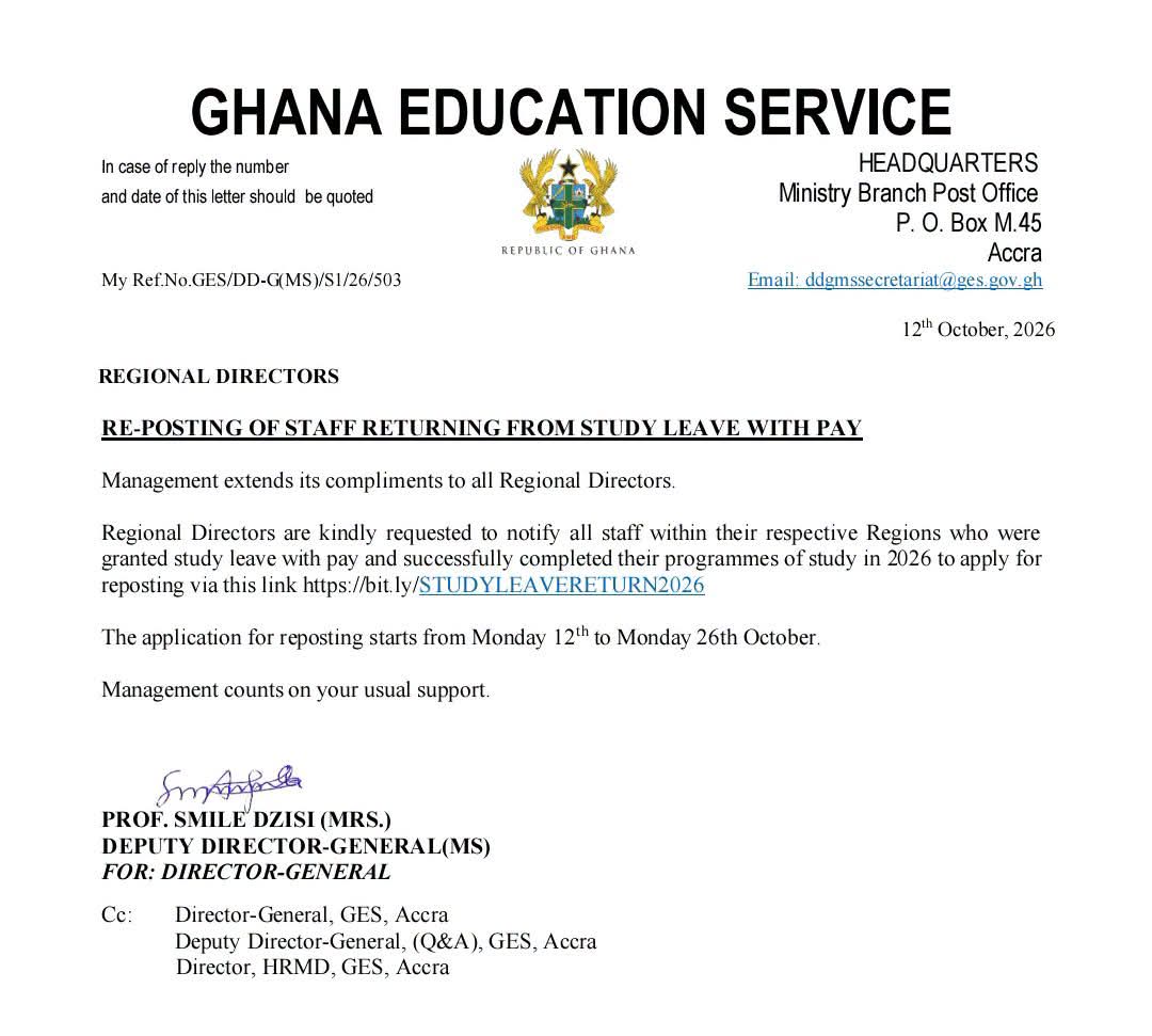 GES study leave reposting 2026