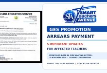 GES promotion arrears payment update for affected Ghana Education Service teachers, with a proposed payment date of 16 November 2026 stated in a circulating letter.