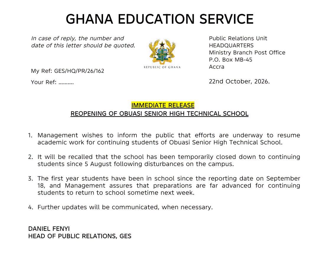 Obuasi SHTS reopening