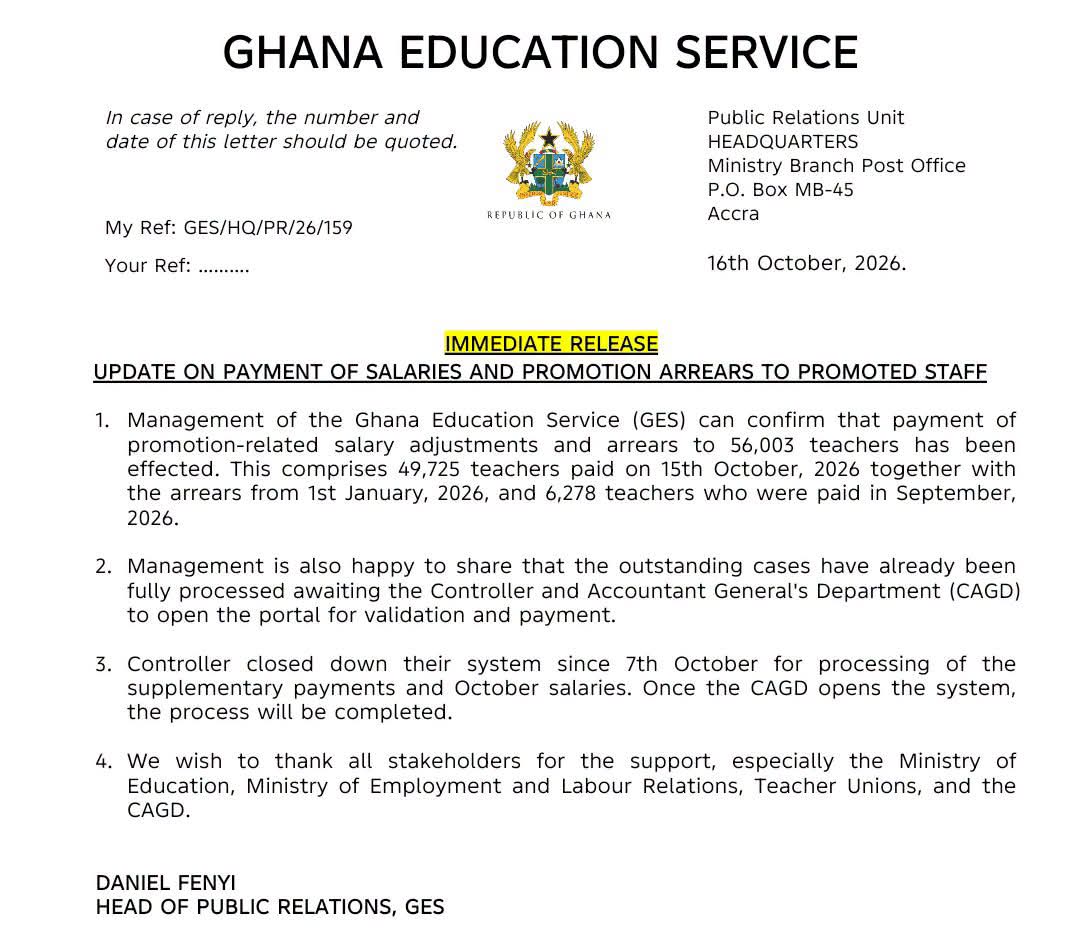 GES promotion arrears
